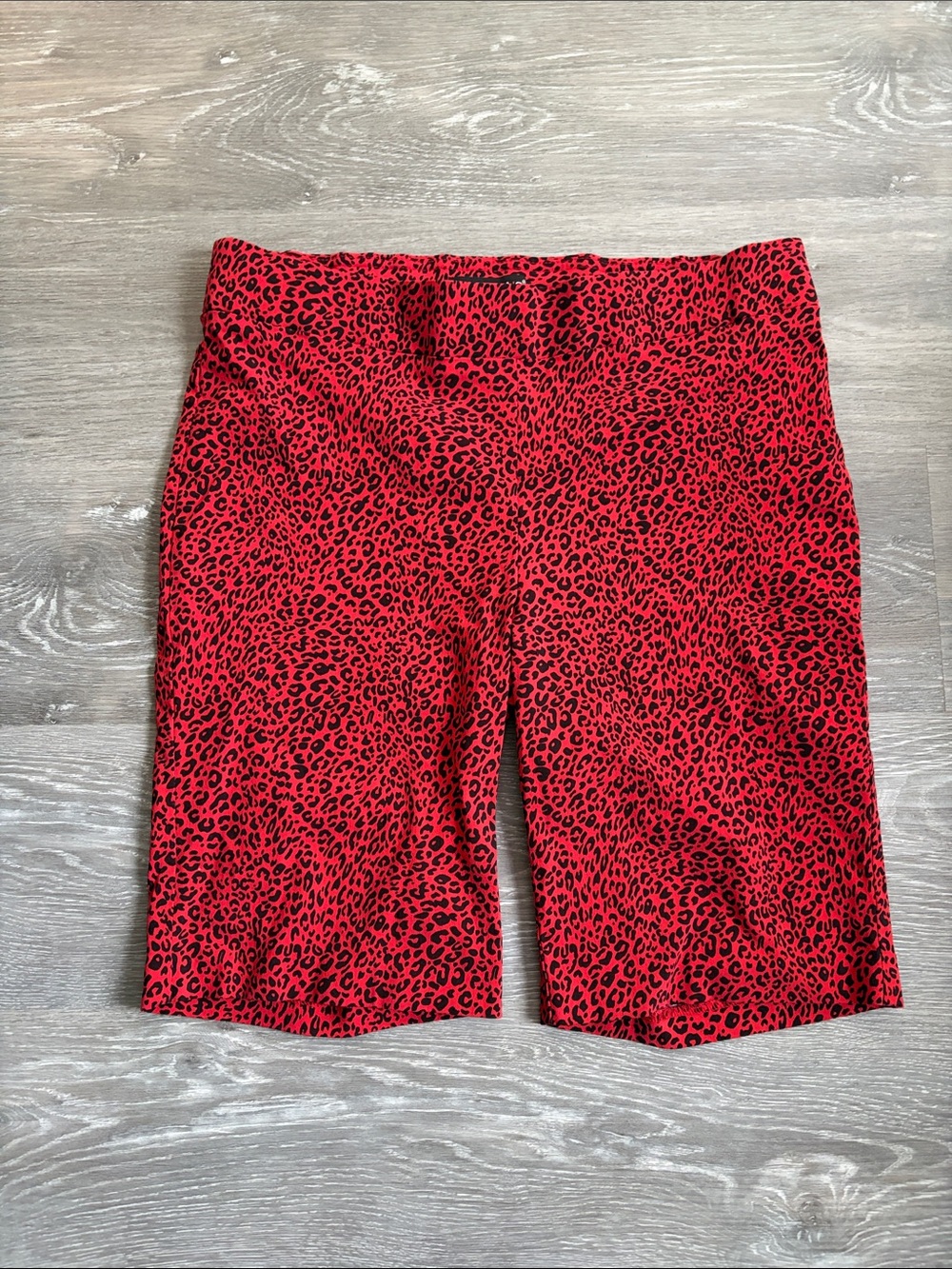 Sabrinas Red and Black Leopard Print Bermuda Shorts